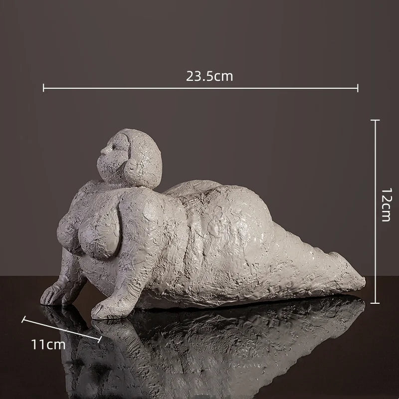 Abstract Body Sculpture Resin Handicraft Fat Woman Yoga Statue Irregular Hand-made Clay Sculptures Home Decoration Accessories