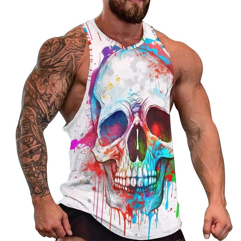 Fashion Skull 3D Print Men's Tank Top – Casual Hip Hop Graphic Tee | Streetwear Fitness Summer Sleeveless Shirt - Premium Tank Top from Lizard Vigilante - Just $23.99! Shop now at Lizard Vigilante