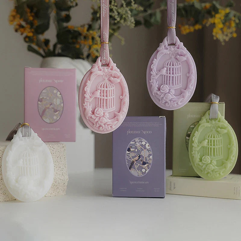 Birdcage Aromatherapy Candle Wax Tablets Wardrobe Deodorant Car Pendant Solid Balm Aromatic Air Freshener Long Lasting Fragrance