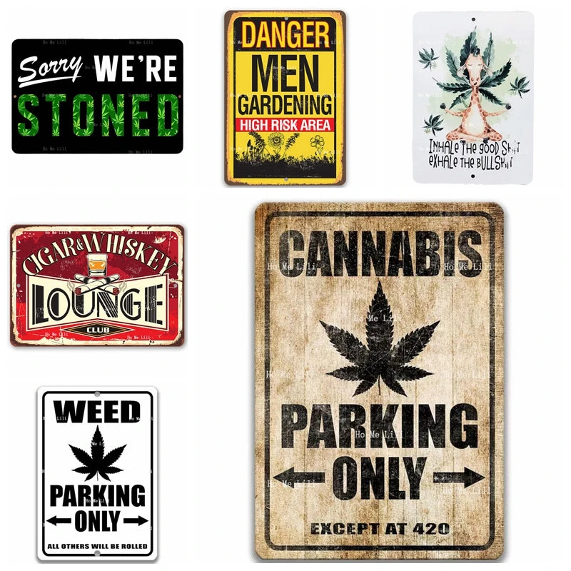 "Sorry We're Stoned" Giraffe Cigar Lounge Metal Sign – Unique Home Decor for Weed Lovers - Premium tin signs from Lizard Vigilante - Just $18.99! Shop now at Lizard Vigilante