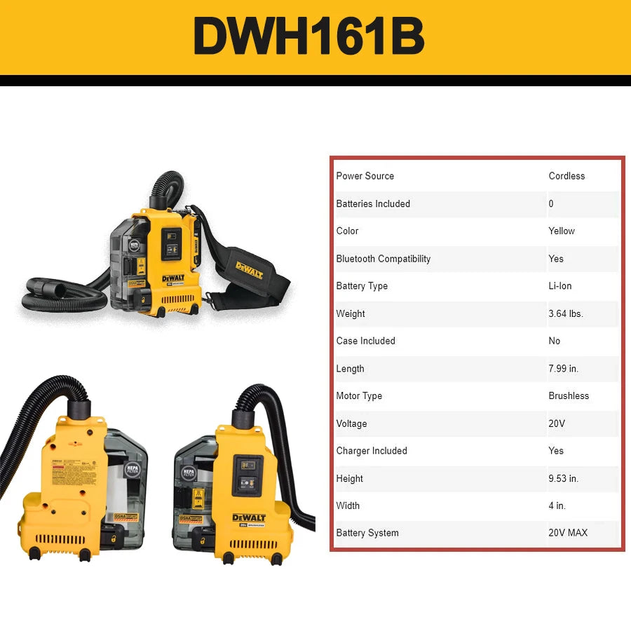 DEWALT Original 20V MAX Brushless Cordless Universal Dust Extractor (DWH161B) - Premium tools from Lizard Vigilante - Just $379.99! Shop now at Lizard Vigilante