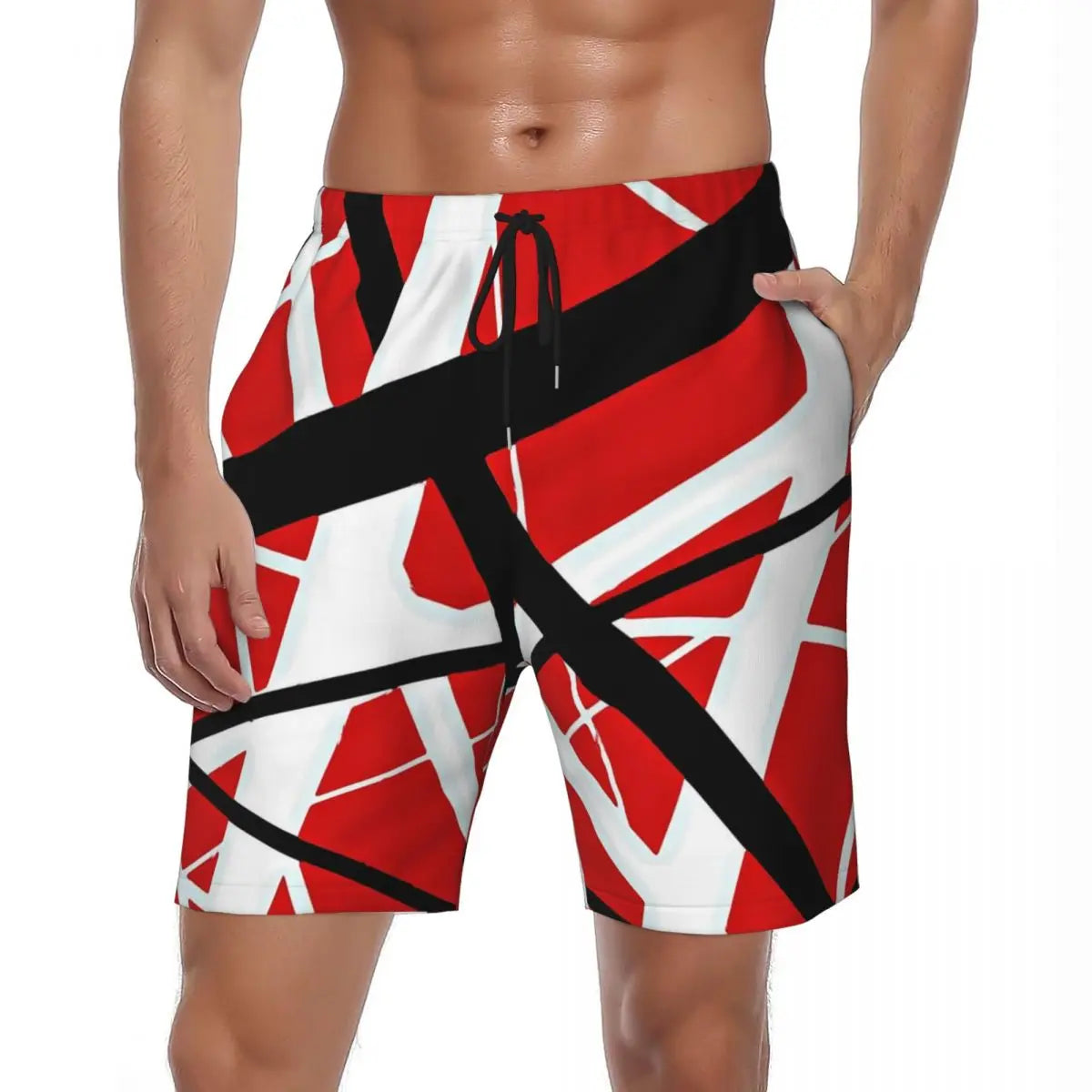 Van Halen Summer Stripes Gym & Swim Shorts – Fast-Dry Digital Print Board Shorts for Men’s Beach Adventures - Premium shorts from Lizard Vigilante - Just $38.88! Shop now at Lizard Vigilante