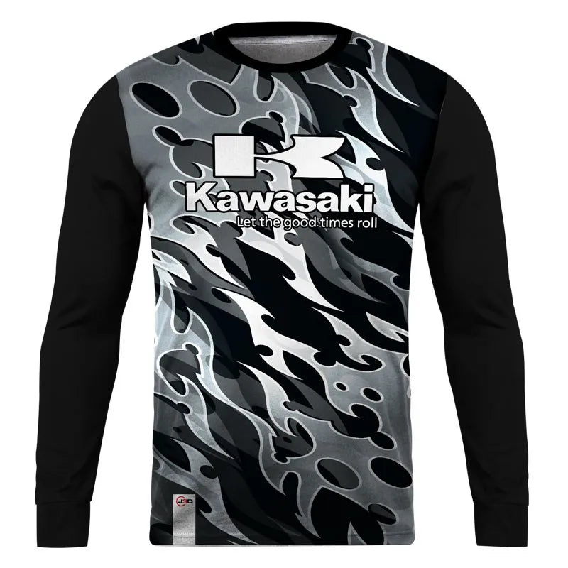 2024 Kawasaki Motorcycle Racing Long Sleeve T-Shirt – Men, Women, and Kids Sportswear for Spring and Autumn Casual Style - Premium shirt from Lizard Vigilante - Just $31.08! Shop now at Lizard Vigilante