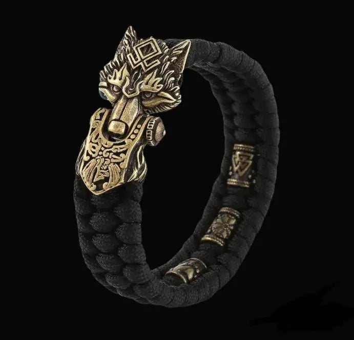 Never Fade Rock Viking Wolf Bracelet Men's handmade cord Wolf Bead Punk Bracelets Biker Jewelry - Premium  from Lizard Vigilante - Just $16.99! Shop now at Lizard Vigilante