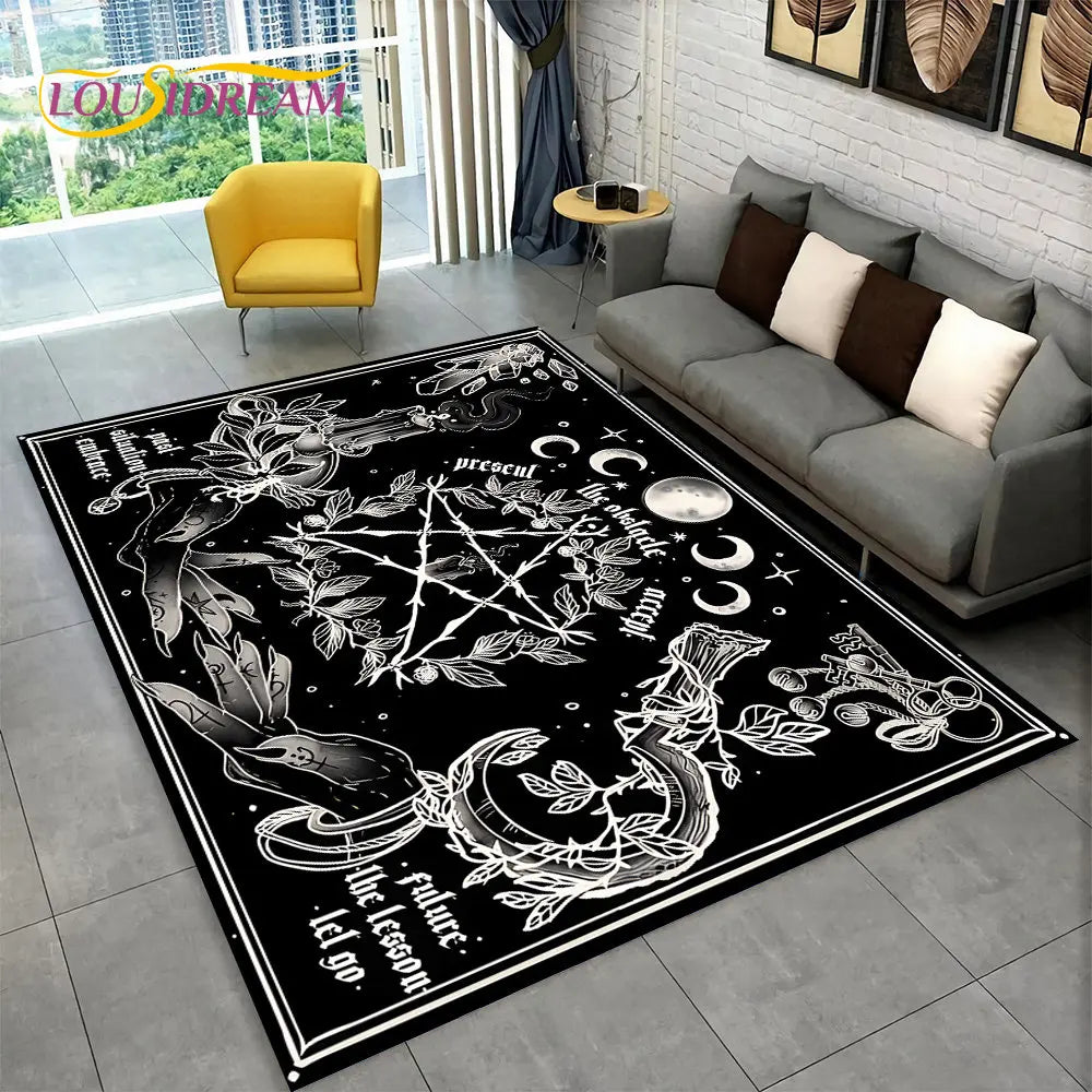 The Witchcraft Gothic Ouija Area Rug: LOUSIDREAM 3D Printed Tarot Carpet for Living Room & Bedroom