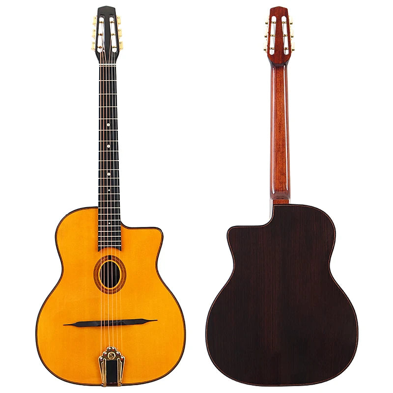 41-Inch Django Spruce Top Gypsy Swing Acoustic Guitar – High Gloss 6-String Folk Guitar with Hickory Fingerboard and Rosewood Back - Premium guitar from Lizard Vigilante - Just $280.99! Shop now at Lizard Vigilante