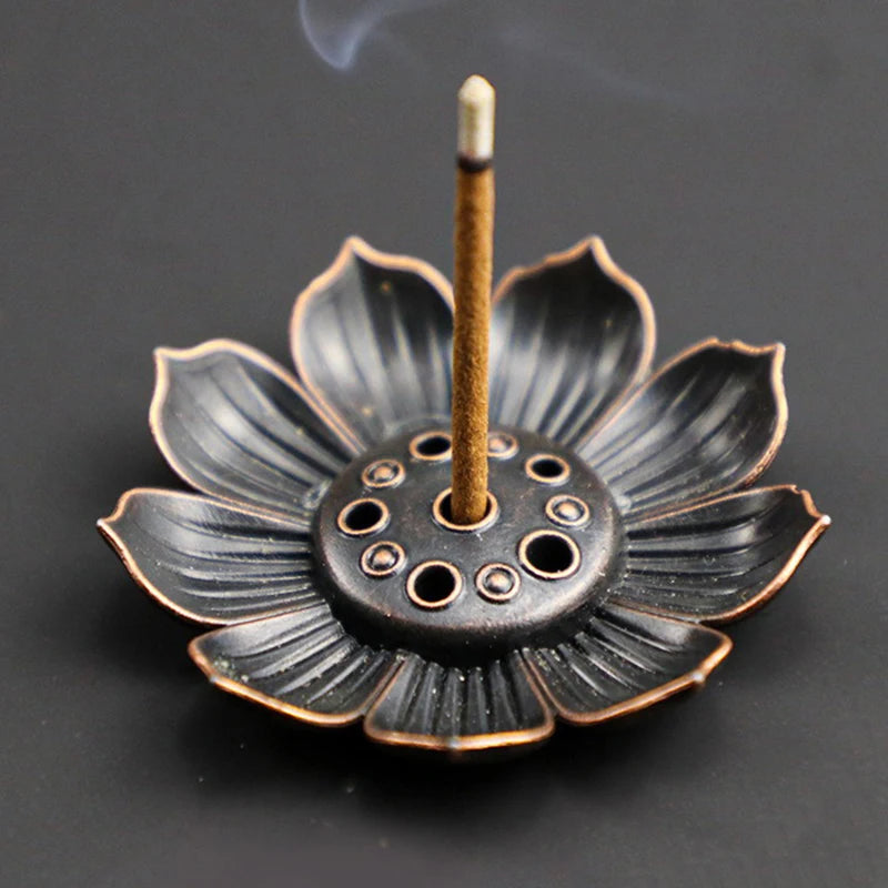 Alloy Lotus Incense Burner Plate – Bronze Nasturtium Aromatherapy Holder for Buddhism & Yoga, Durable Metal Censer for Living Room & Temple Use - Premium incense burner plate from Lizard Vigilante - Just $11.99! Shop now at Lizard Vigilante