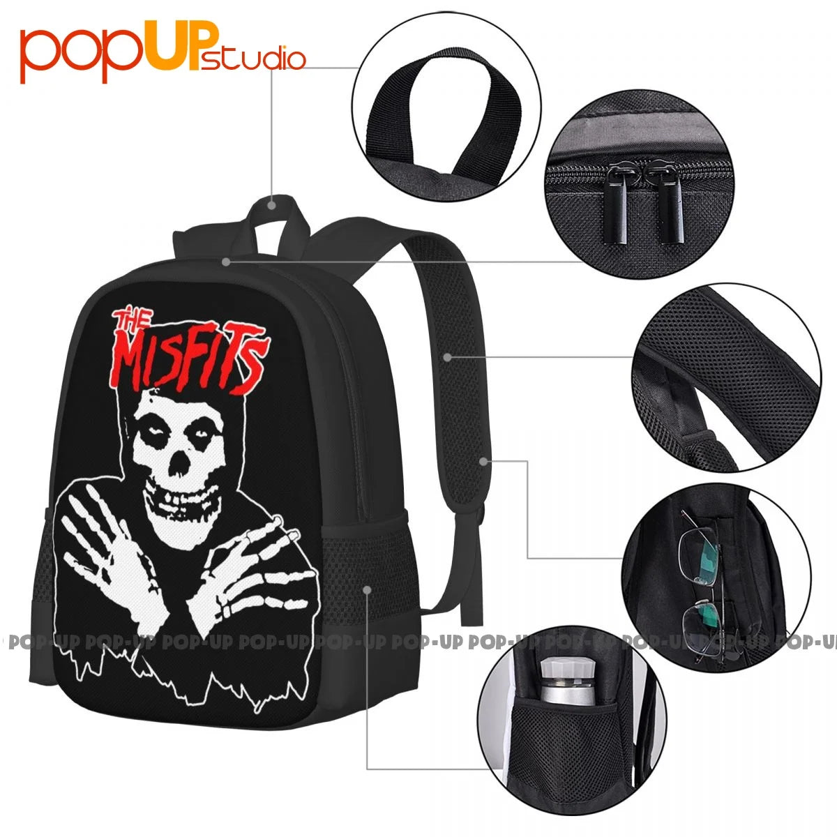 Misfits Classic Skull Backpack – Large Capacity Eco-Friendly Riding & Beach Bag with Adjustable Straps - Premium backpack from Lizard Vigilante - Just $36.66! Shop now at Lizard Vigilante