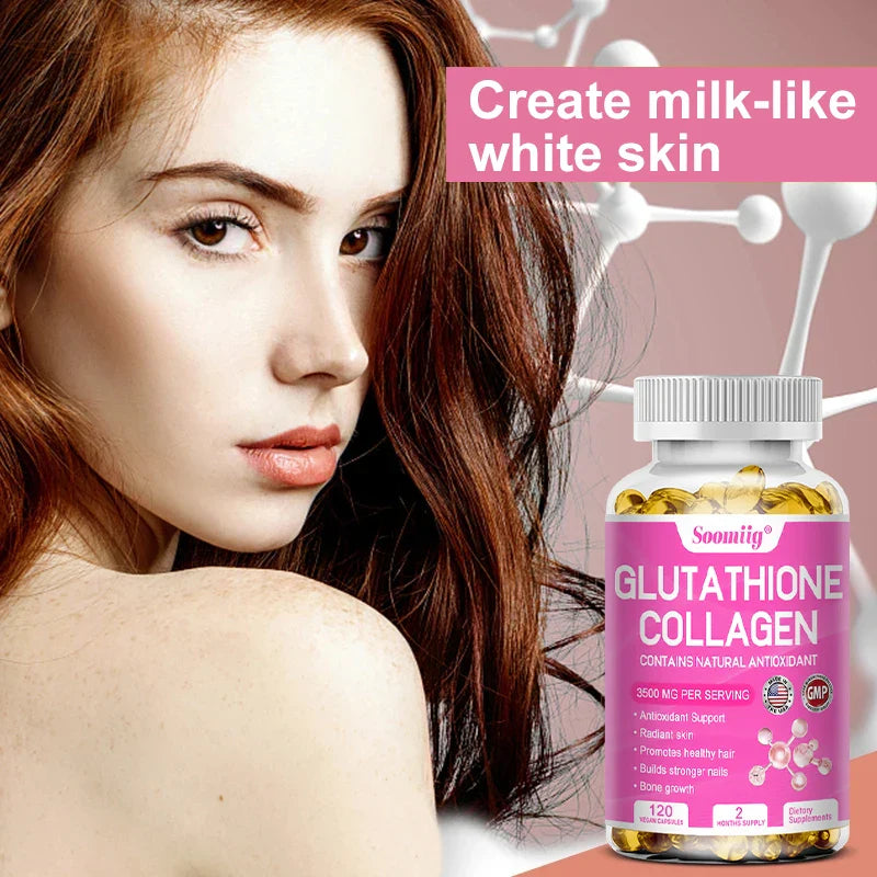 Glutathione Collagen Capsules, Skin Brightening & Anti-Aging, Supports Hair, Skin & Nail Health, NON-GMO, Glutathione Supplement
