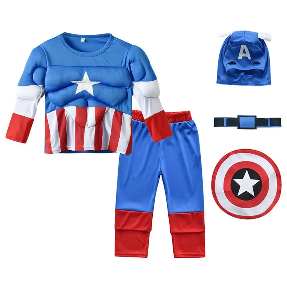 Spider Hero Deluxe Muscle Cosplay Suit — Kids Superhero Costume Set With Cape, Mask, and Built-In Power Look