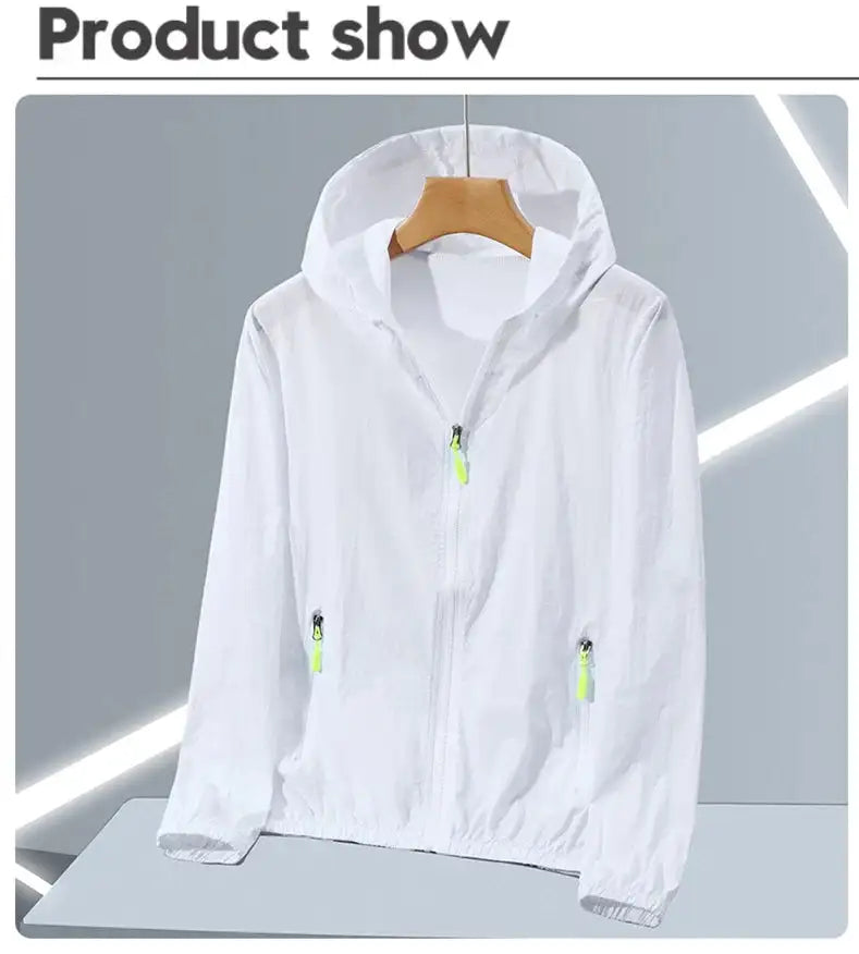 2023 Summer Men's Windbreaker Big Size Sun Protection Clothing Korean Style Ultra-thin Streetwear Zipper Hooded Jackets Man
