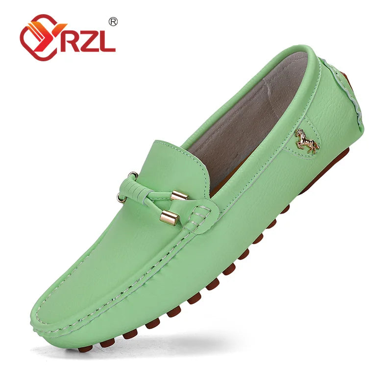 YRZL Men's Handmade Leather Loafers – Casual Slip-On Driving Flats, Luxury Moccasins for Men, Comfortable Shoes Plus Size 37-48 - Premium sandals from Lizard Vigilante - Just $40.99! Shop now at Lizard Vigilante