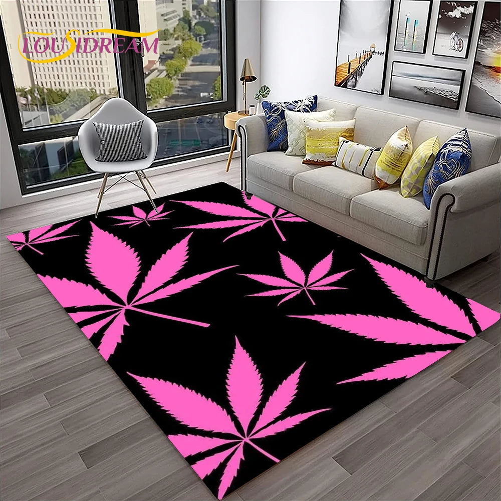 High Voltage Maple Leaf Lounge Rug – 3D Printed Non-Slip Weed Art Carpet For Living Rooms, Studios And Late-Night Plots