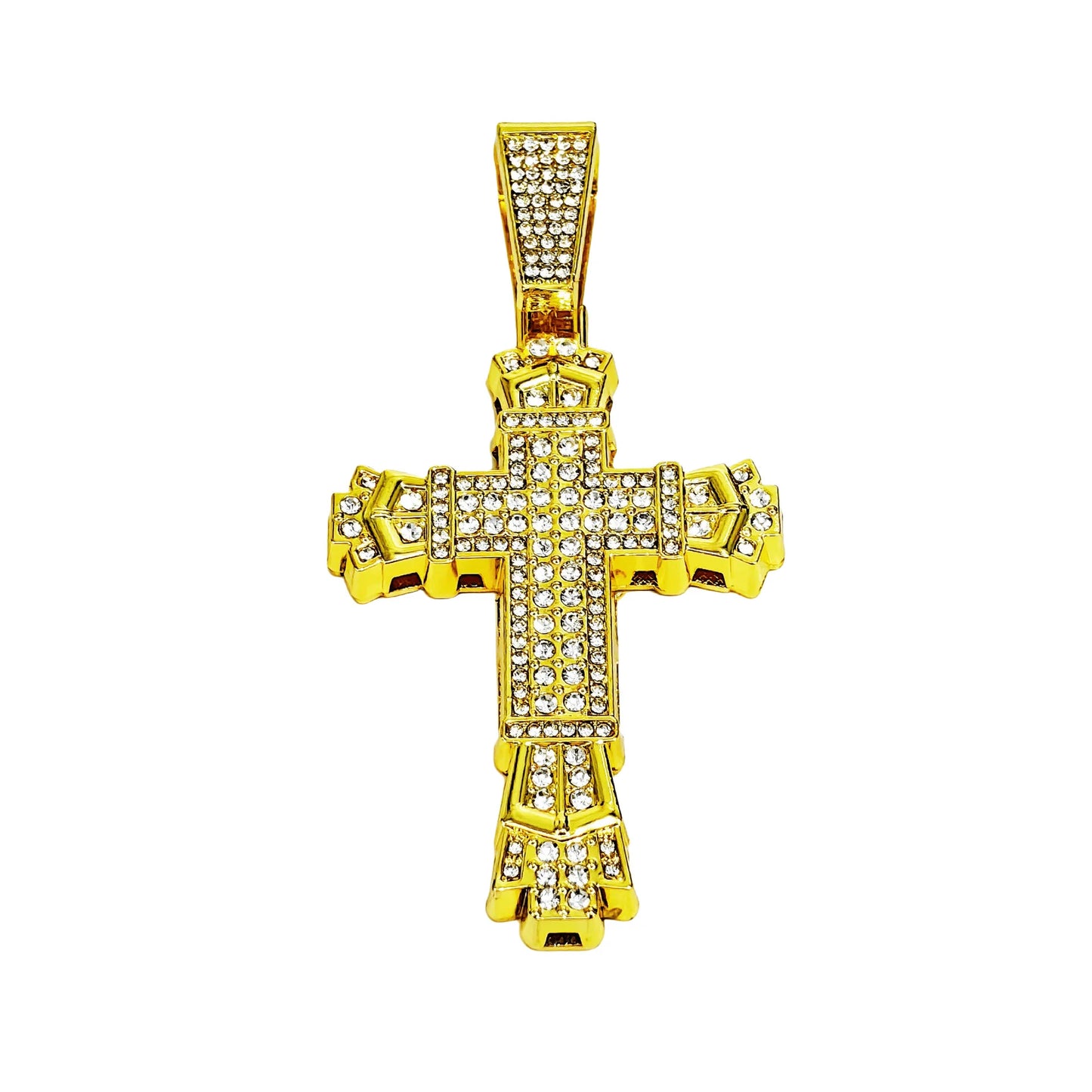 Rap Cross Pendant Necklace | Rhinestone Hip-Hop Jewelry | Unisex Gold and Silver Chains - Premium Necklace from Lizard Vigilante - Just $15.99! Shop now at Lizard Vigilante