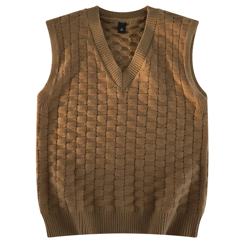 “GRUNGEWEAVE 666” Vintage Knit Vest – Jacquard Check Pattern Sleeveless V-Neck Armor for Off-Stage Legends & Louder Lives - Premium vest from dsers - Just $47.99! Shop now at Lizard Vigilante