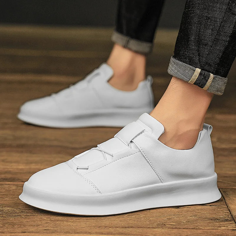 Italian Handmade Luxury Leather Casual Shoes – High-Quality Men's Slip-On Sneakers for Spring & Autumn - Premium shoes from Lizard Vigilante - Just $76.66! Shop now at Lizard Vigilante