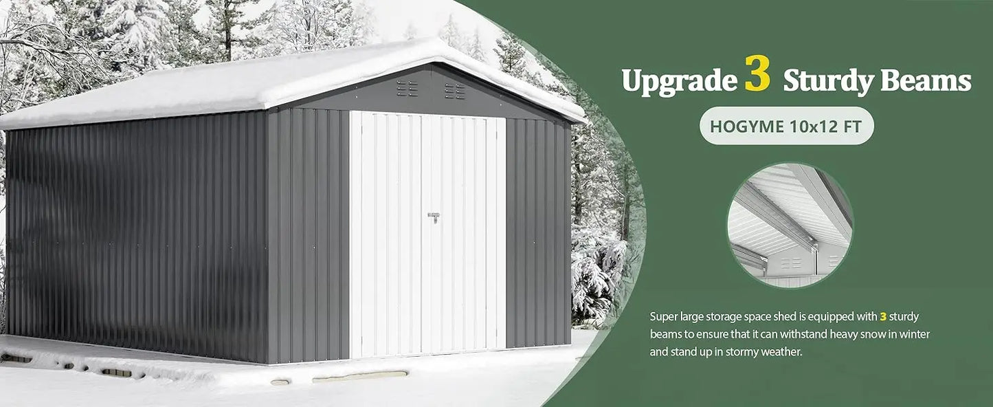 10x12 FT Outdoor Storage Shed, Large Metal Tool Sheds | Weatherproof, Durable, and Secure - Premium shed from Lizard Vigilante - Just $599.99! Shop now at Lizard Vigilante