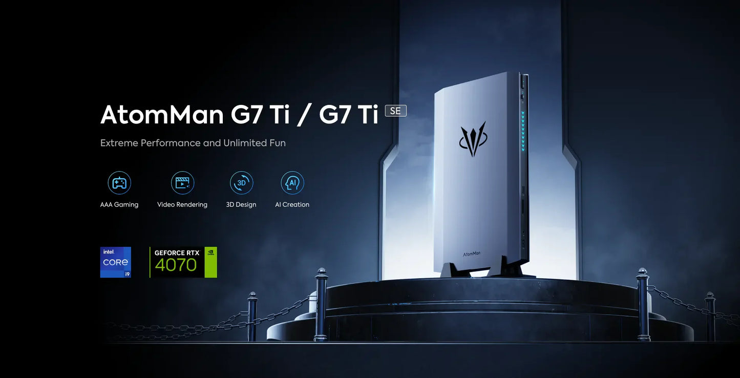 New AtomMan Gaming Mini PC G7 Ti /G7 Ti SE Intel Core i9-14900HX/ i7-14650HX+RTX 4070 DDR5 Minisforum AI Graphics Gaming Mini PC