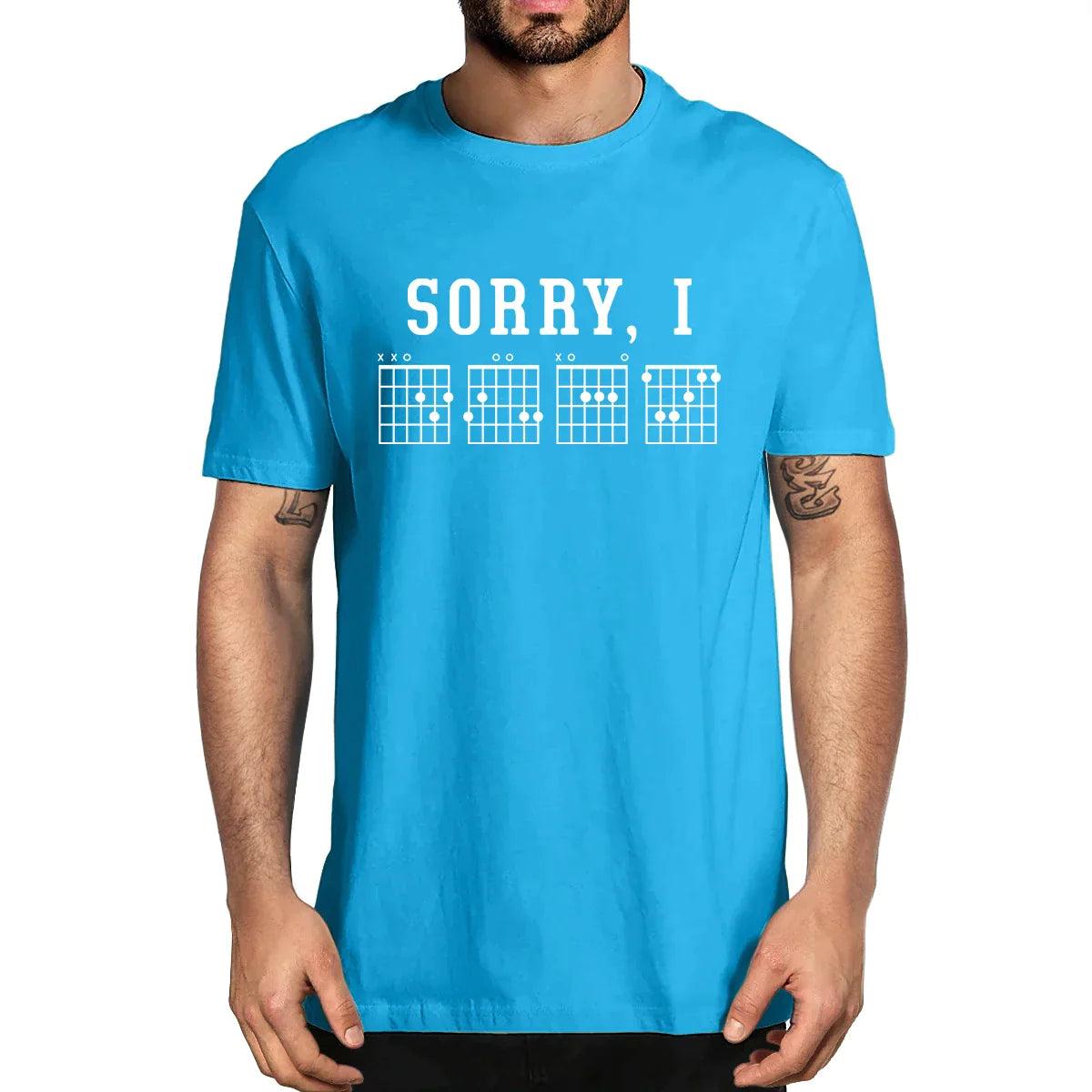 Sorry I-DGAF Hidden Message Guitar Chords Vintage Summer Men's Novelty T-Shirt Women Casual Streetwear Tee 100% Cotton Funny - Lizard Vigilante