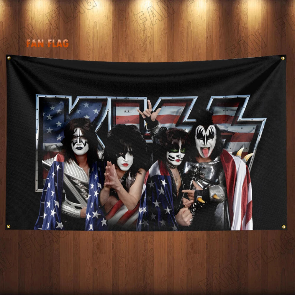 Kiss Heavy Rock Band Flag 3x5ft – Polyester Printed Banner for Home or Bedroom Decoration - Premium banner from Lizard Vigilante - Just $17.99! Shop now at Lizard Vigilante