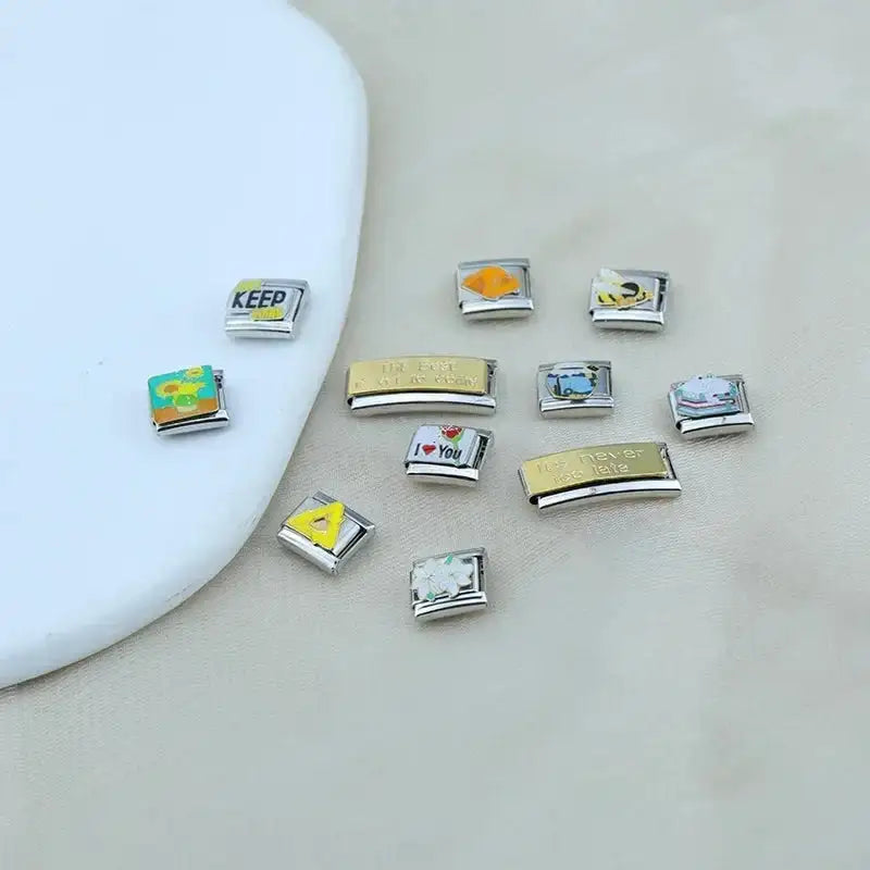 Hapiship 2023 Fashion Charm Italian Links Flower Flower Bee Tent Fit 9mm Bracelet Stainless Steel Making DIY Jewelry DJ661-C