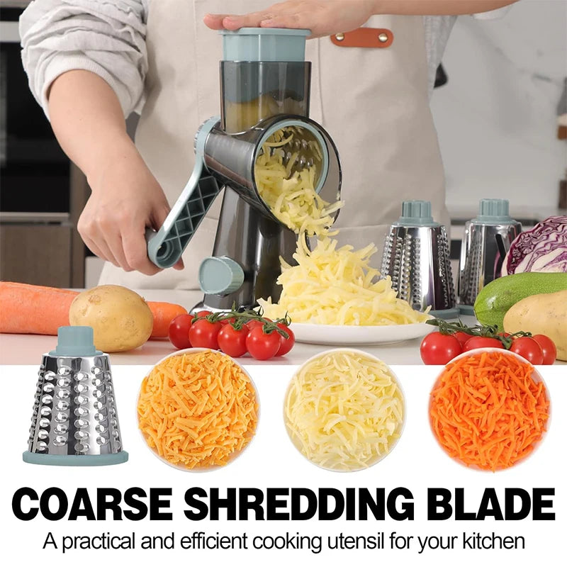 3-in-1 Rotary Cheese Grater - Versatile Manual Vegetable Slicer, Nut Grinder, and Cheese Shredder for Effortless Kitchen Prep - Premium grater from Lizard Vigilante - Just $38.88! Shop now at Lizard Vigilante