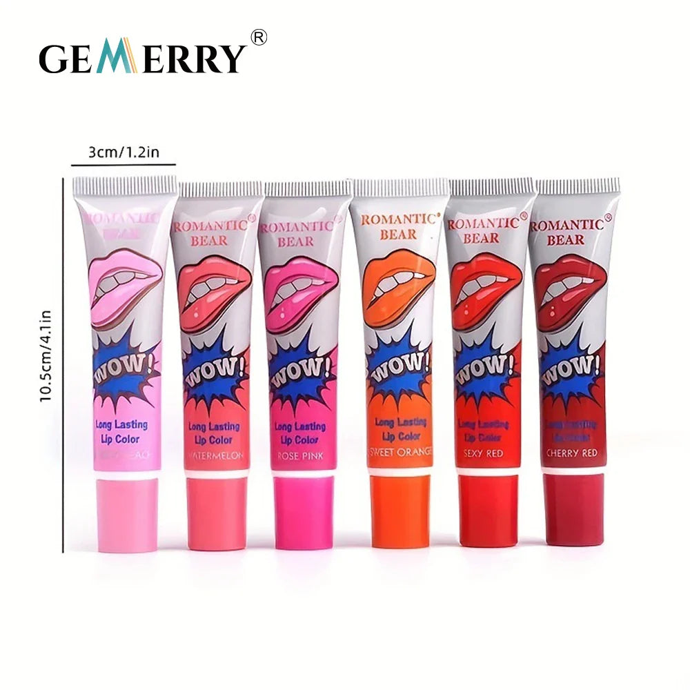 Gemerry 6 Colors Peel Off Lipstick Magic Sexy Makeup Long Lasting Lip Gloss Beauty Waterproof Lip Stick Women Cosmetic