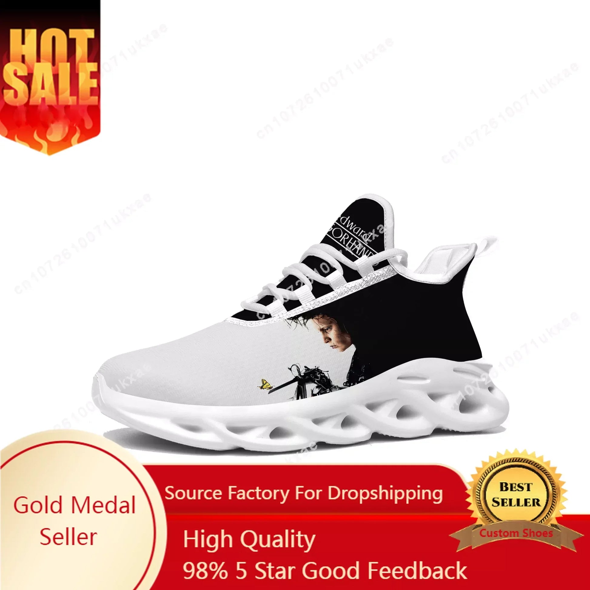 Edward Scissorhands Custom Sneakers | Johnny Depp Movie-Inspired Flats for Men & Women | High-Quality Breathable Sports Running Shoes - Premium shoes from Lizard Vigilante - Just $48.99! Shop now at Lizard Vigilante