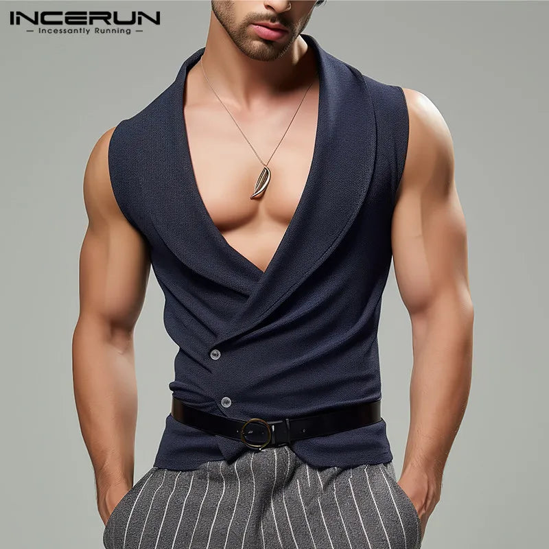 INCERUN Men's Solid Casual Waistcoats – Stylish Streetwear Sleeveless Vests (S-5XL) - Premium vest from Lizard Vigilante - Just $47.88! Shop now at Lizard Vigilante