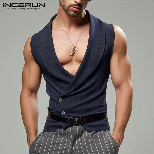 INCERUN Men's Solid Casual Waistcoats – Stylish Streetwear Sleeveless Vests (S-5XL) - Premium vest from Lizard Vigilante - Just $47.88! Shop now at Lizard Vigilante