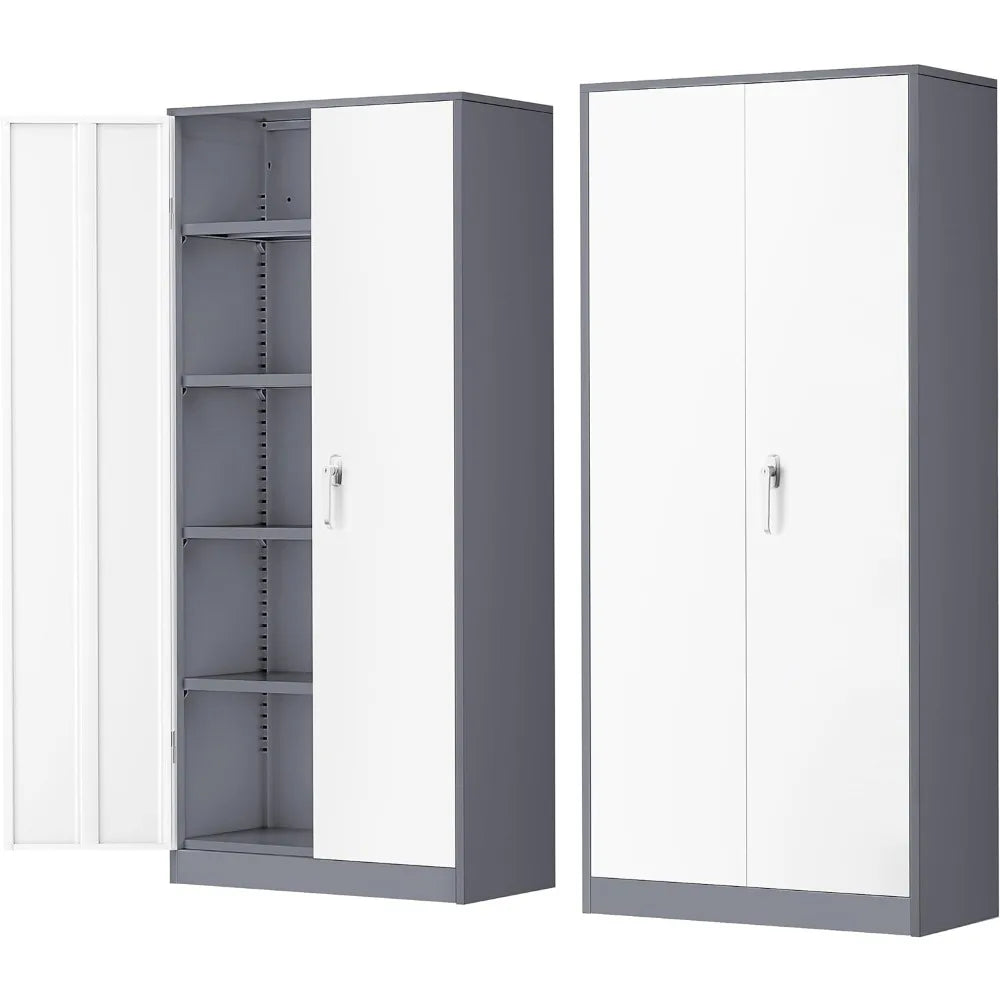 Metal Storage Cabinet, 72" Black Locking Storage Cabinets with Doors and 4 Shelves, Steel Lockable File Cabinet Metal Locker - Premium  from Lizard Vigilante - Just $227.99! Shop now at Lizard Vigilante