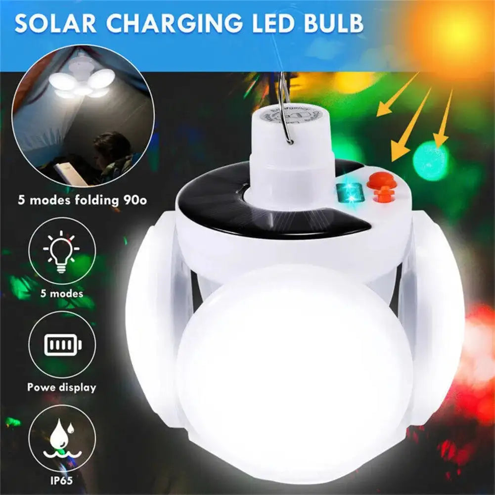 Portable Solar Powered LED Rechargeable Camping Light Hook Tent Light Multifunctional Outdoor Emergency Lighting Spotlight