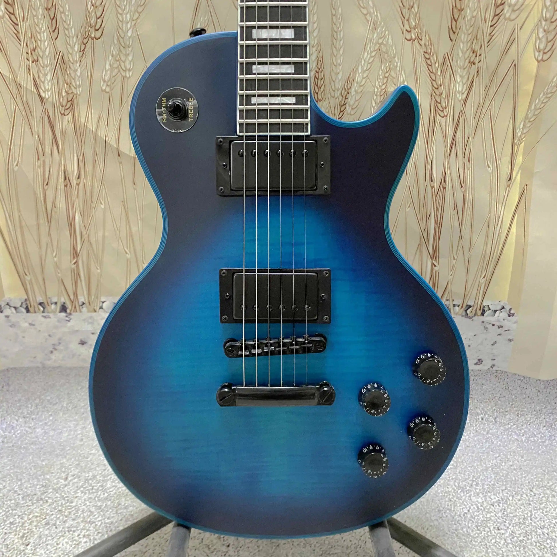 Blue Matte Photoelectric Guitar – Flame Maple Top, Mahogany Body, Rosewood Fingerboard, 22 Frets - Premium Electric Guitar from Lizard Vigilante - Just $465.99! Shop now at Lizard Vigilante