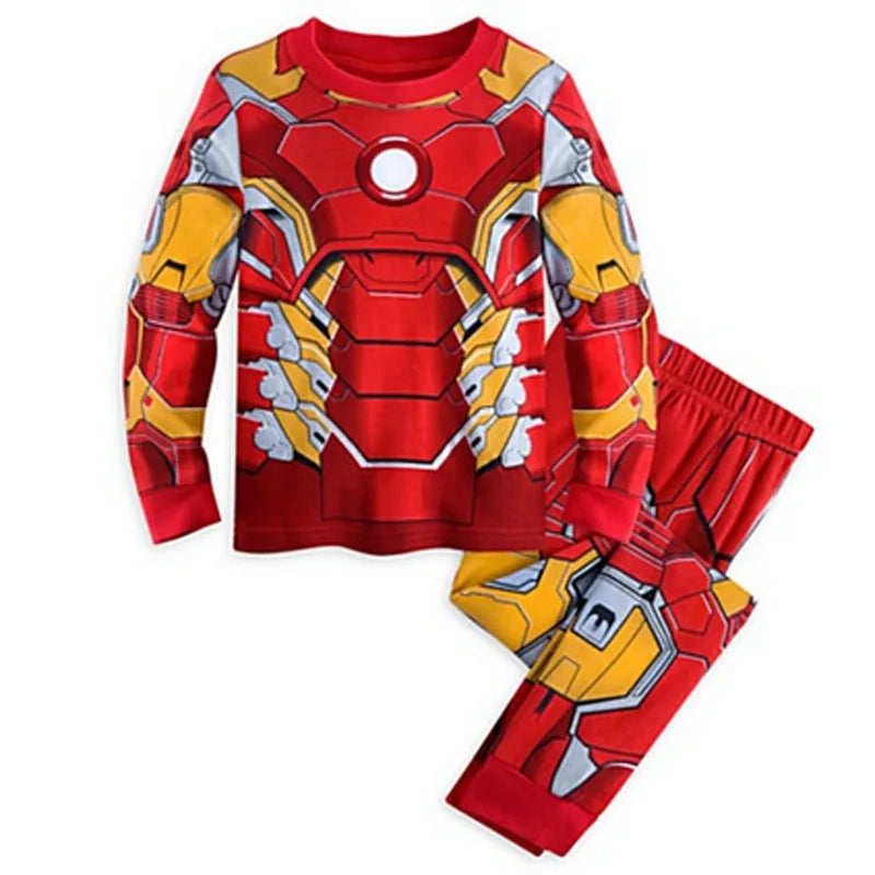 Avengers Superhero Pajama Set — Boys Long Sleeve Spider-Man & Iron Man Nightwear Cosplay Costume