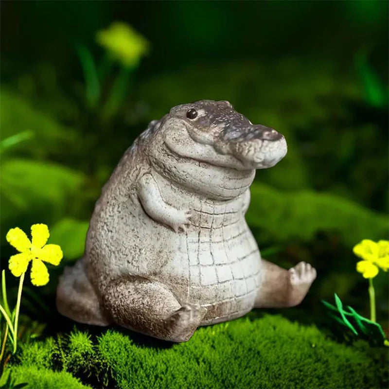 Cute And Lovely Small Crocodile Garden Statue Durable Art Figurine For Backyard Parks Creative Animals Sculpture Home Decoration