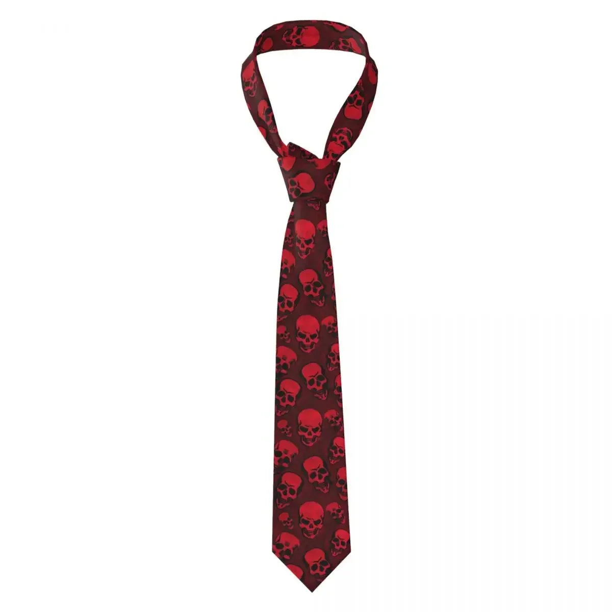 Red Skull Print Tie – Cartoon Fashion Neck Tie for Men and Women | Cool Graphic Collar Accessory - Premium necktie from Lizard Vigilante - Just $21.88! Shop now at Lizard Vigilante