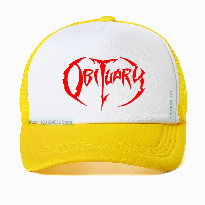 Heavy Metal Rock Music Men's Women's Obituary Baseball Cap - Premium baseball cap from Lizard Vigilante - Just $23.88! Shop now at Lizard Vigilante