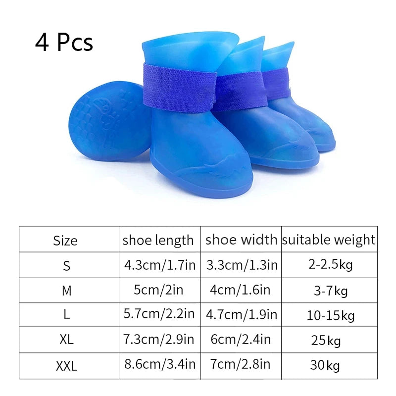 4Pcs Waterproof Anti-Slip Rubber Boots for Dogs & Cats - Pet Rain Shoes for Small, Medium, and Large Pets - Premium pet boots from Lizard Vigilante - Just $15.99! Shop now at Lizard Vigilante