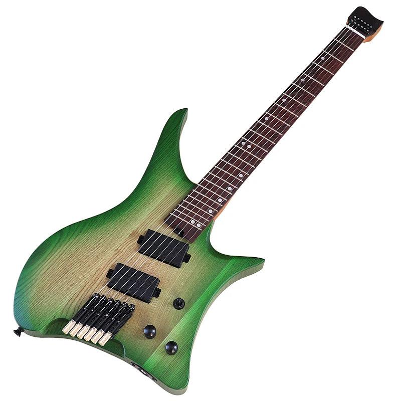 6 String Headless Electric Guitar 30 Inch Solid Ashwood Body Headless Guitar Good Handircaft - Lizard Vigilante