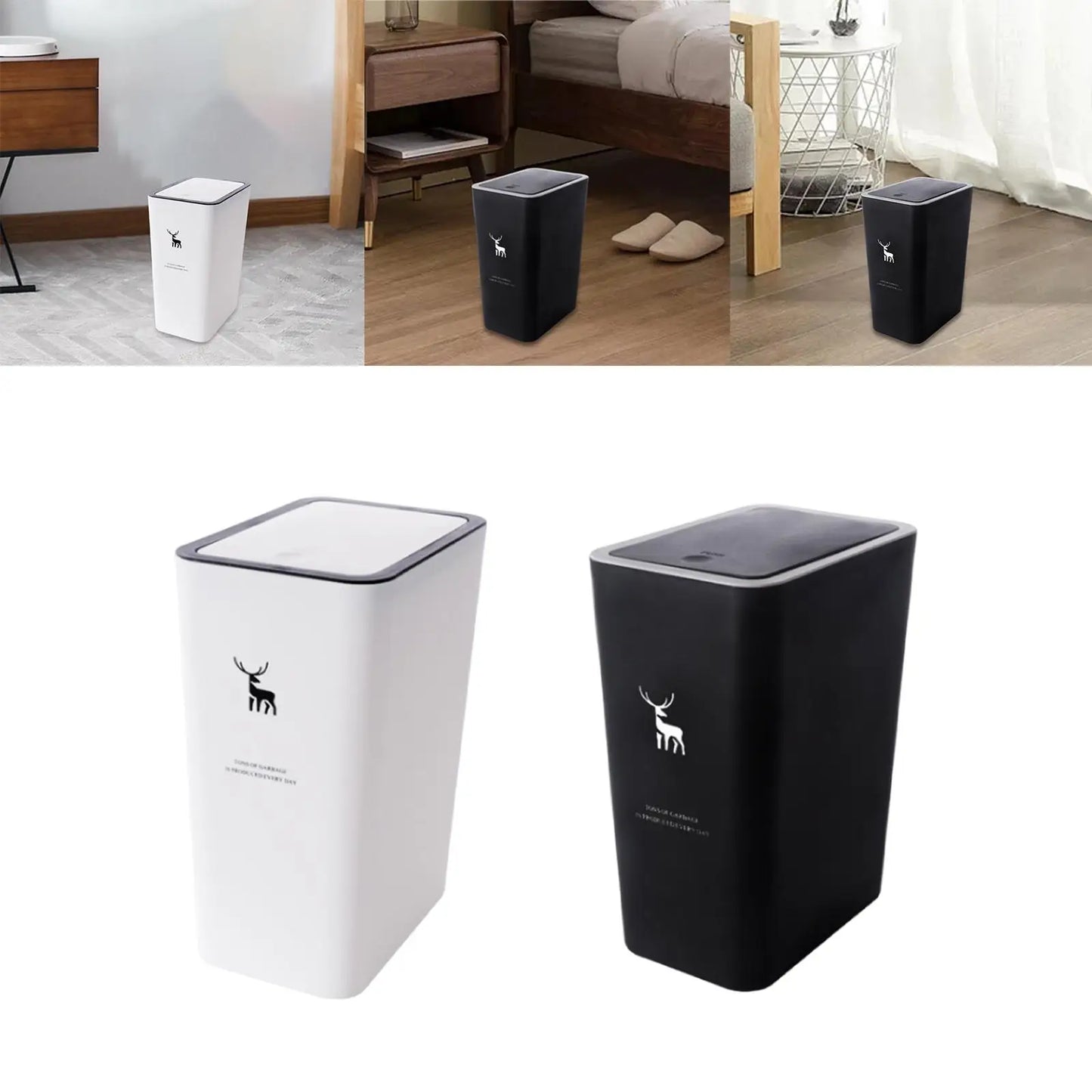 Garbage Can with Lid Household Rubbish Bin for Living Room Craft Room Toilet