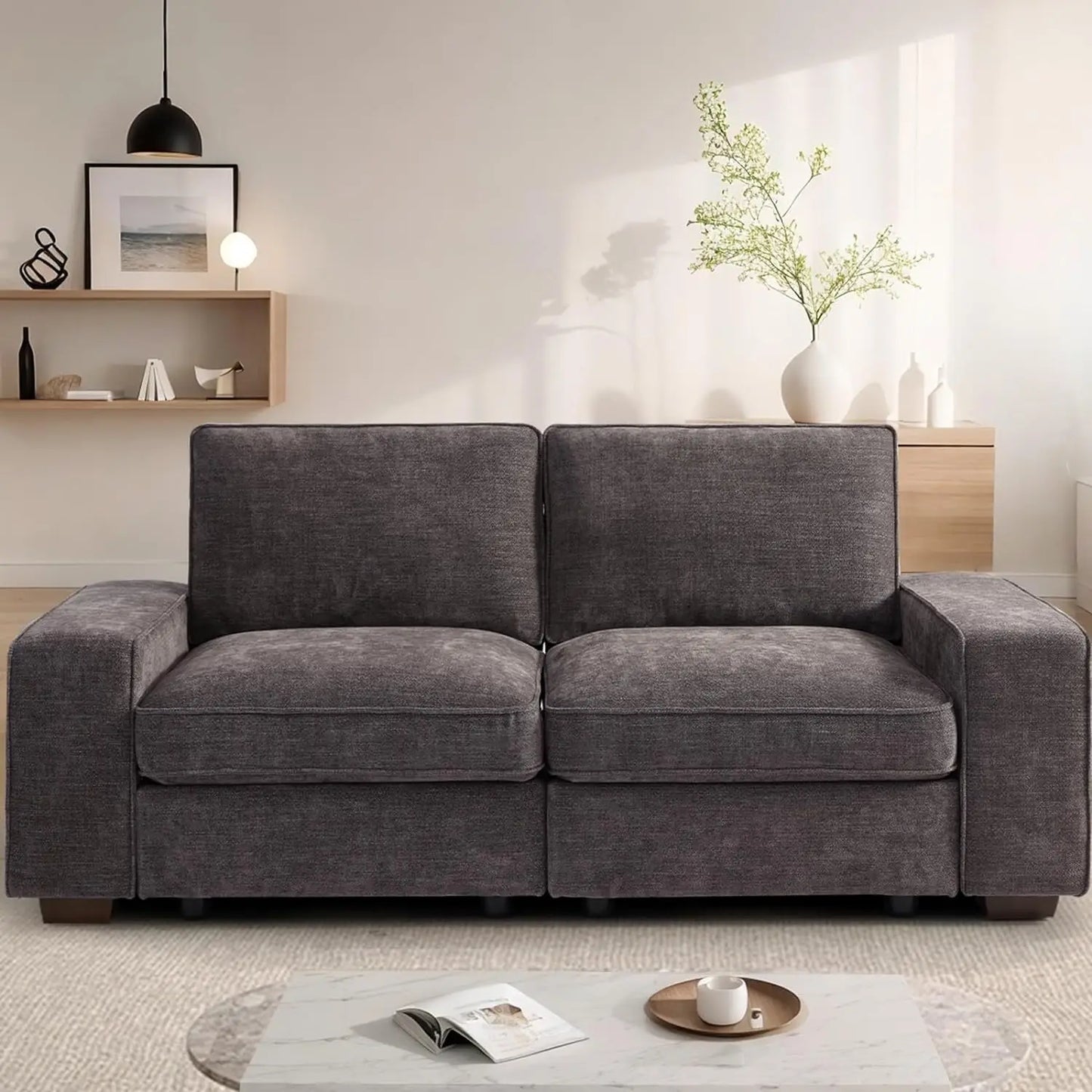 100" Modular Sofa Couch with Seats Storage, Comfy 3-Seater Chenille Fabric Couch for Living Room, Office - Premium sofa from Lizard Vigilante - Just $888.88! Shop now at Lizard Vigilante