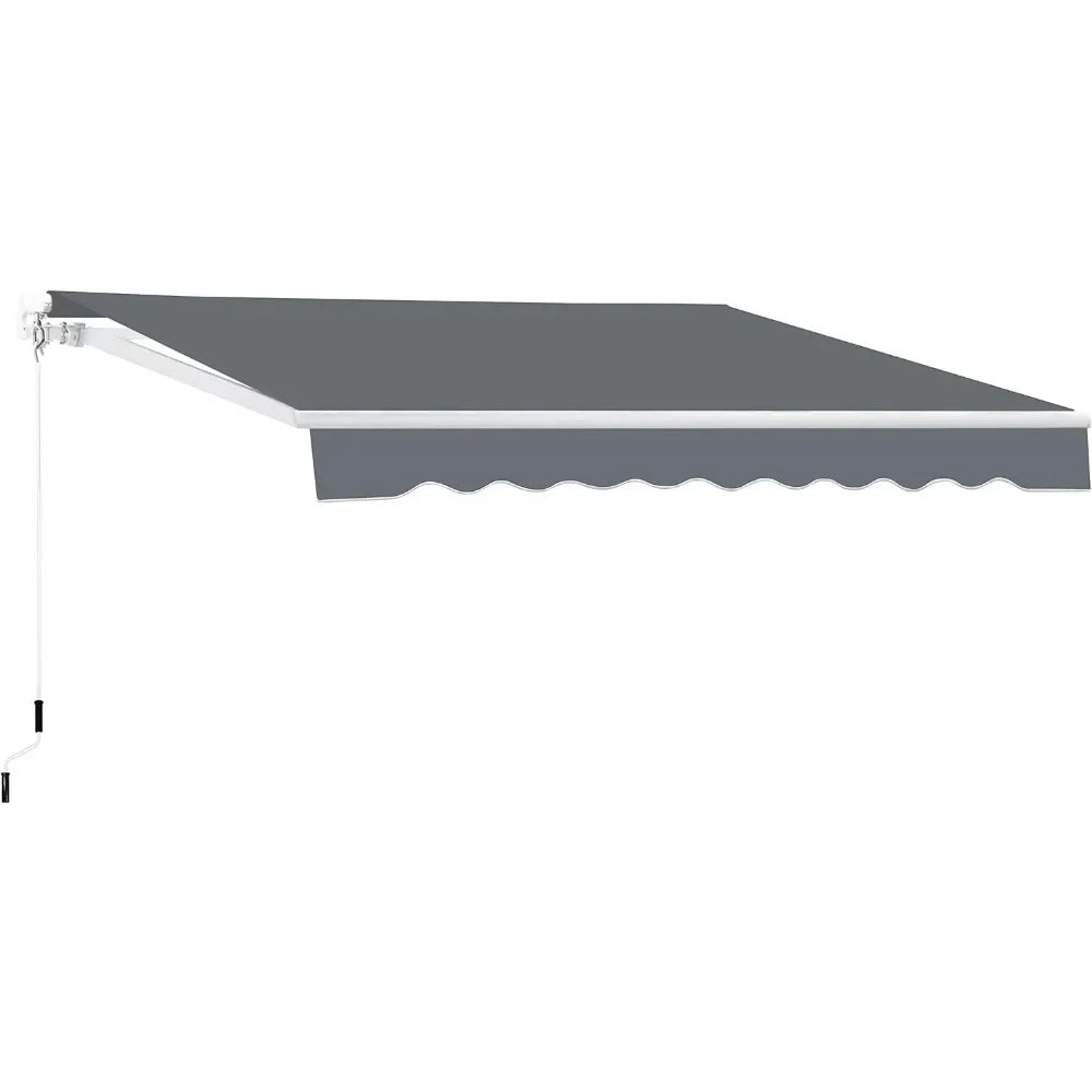 Easy To Use, 12'x10' Retractable Awning Shade Sun Cover, Outdoor Shelter for Deck with Manual Crank, 120in Projection, Awnings - Premium awning from Lizard Vigilante - Just $288.88! Shop now at Lizard Vigilante