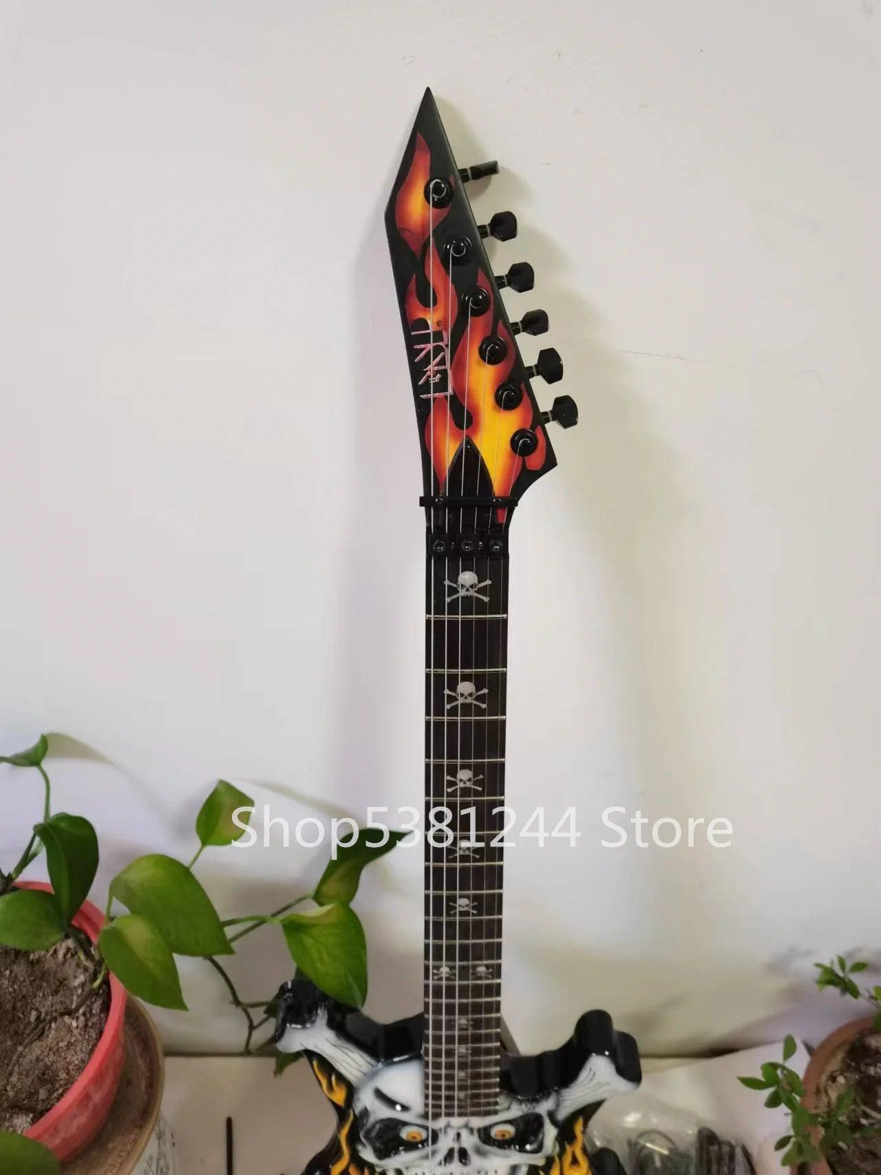 Rexxar Carved Grinning Skull Flame Electric Guitar - Premium T-Shirt from Lizard Vigilante - Just $519.99! Shop now at Lizard Vigilante