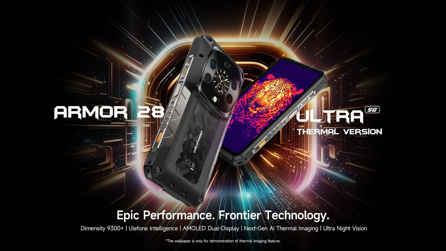 Ulefone Armor 28 Ultra 5G AI Thermal Imaging Rugged Phone Dimensity 9300+ 1TB ROM 32GB RAM Android Smartphone AMOLED Mobile