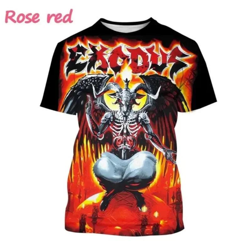 Metal Rock Exodus Band 3D Print O-Neck Tshirt Men Fashion Tees Casual Short Sleeve Oversized  Y2K Harajuku Unisex Clothing - Premium T-Shirt from Lizard Vigilante - Just $23.99! Shop now at Lizard Vigilante