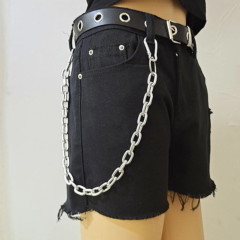 Punk Street Keychain Chain – Unisex Moon Star Rivets Skull Belt Accessory - Premium keychain from Lizard Vigilante - Just $19.88! Shop now at Lizard Vigilante