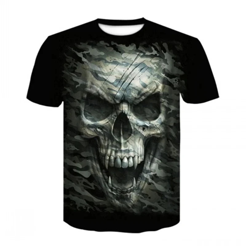 3D Heavy Metal Skull Print T-shirts Punk Rock Men's Tops Summer Casual Party Short Sleeve New Trend Men's Fashion Streetwear - Premium  from Lizard Vigilante - Just $21.99! Shop now at Lizard Vigilante