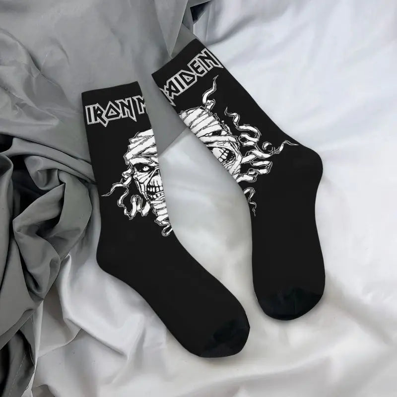 Iron Maiden Pop Roll Men's Crew Socks – Unisex 3D Printed Fashion Dress Socks for Rock & Roll Rebels - Premium socks from Lizard Vigilante - Just $16.88! Shop now at Lizard Vigilante