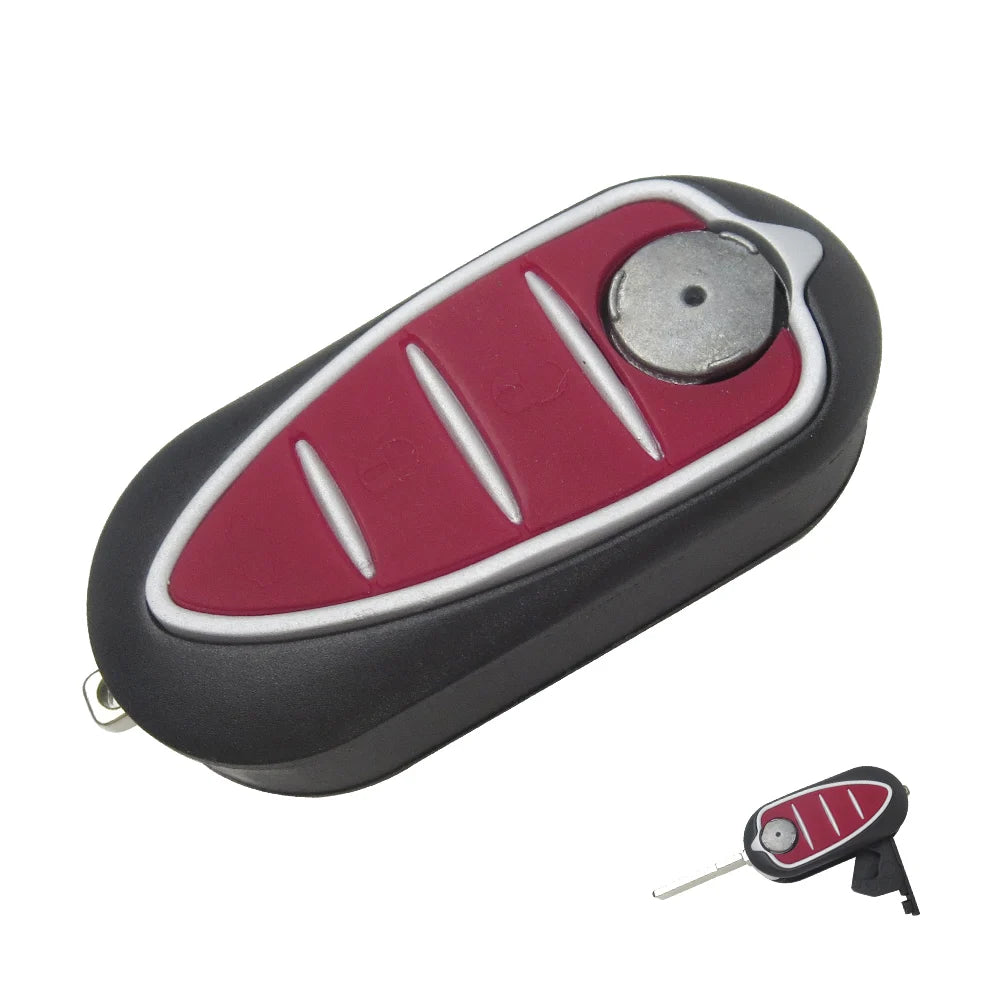 OkeyTech Folding Flip Car Remote Key Shell for Alfa Romeo - 3 Buttons Replacement Key Case with Uncut Blade - Premium key shell from Lizard Vigilante - Just $14.99! Shop now at Lizard Vigilante