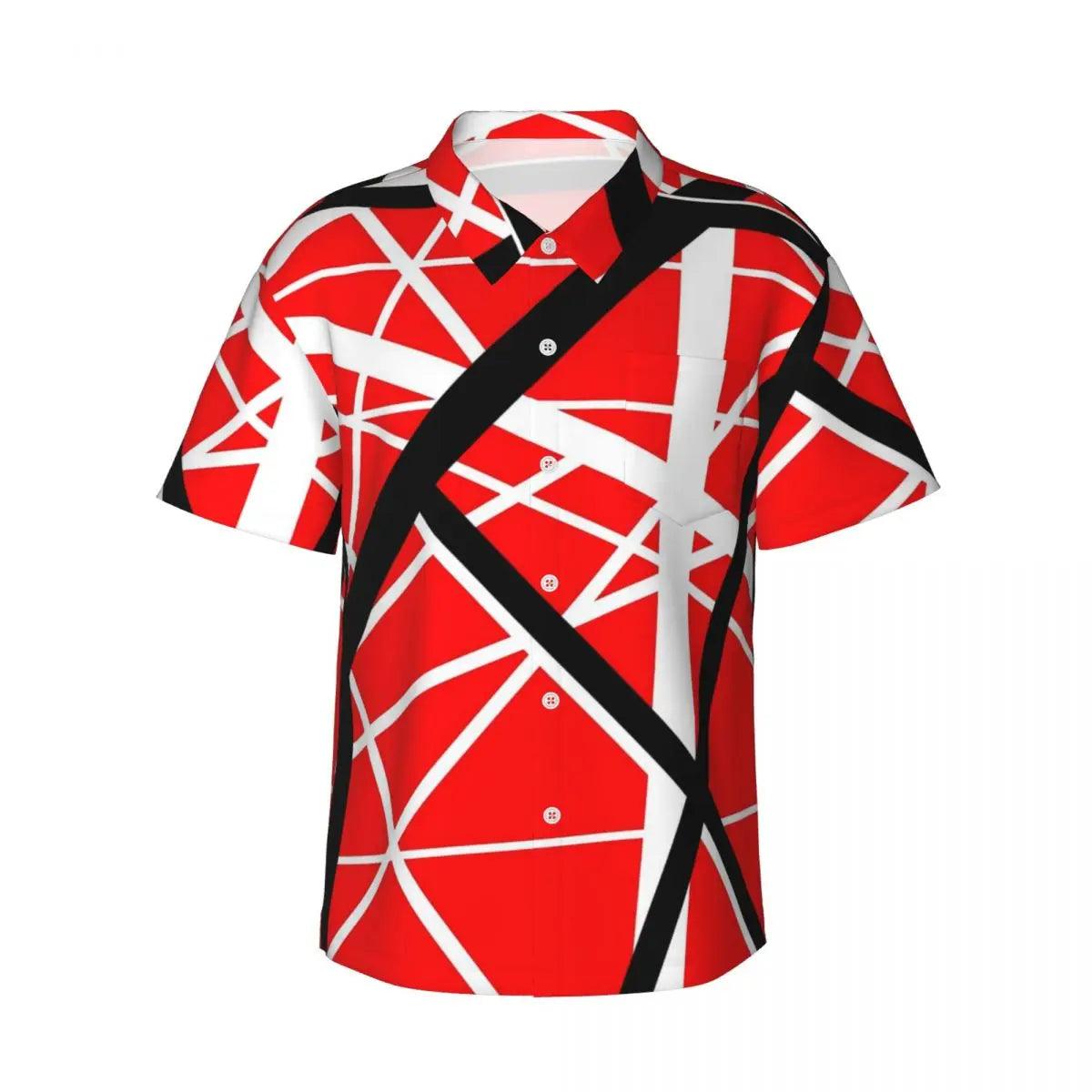 Summer Beach Van Shirt Halen Vans Lines Print Cool Blouse Casual Shirts Male Short Sleeve 1984 Street Clothing - Premium hawaiian shirt from Lizard Vigilante - Just $29.84! Shop now at Lizard Vigilante